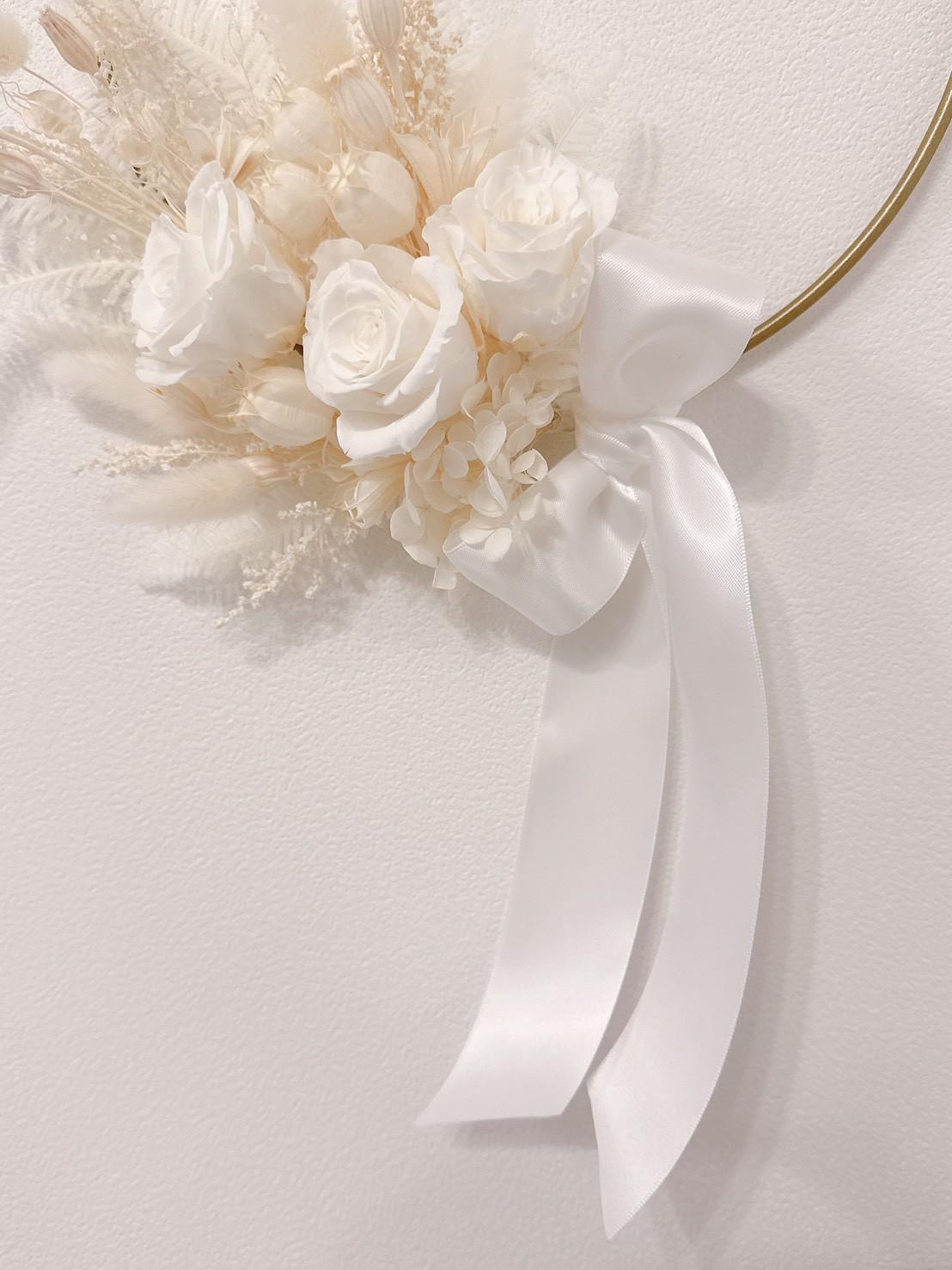 【ワイヤーリース】ホワイトローズのワイヤーリング ♥ リングリース  ゴールドワイヤー ウエディング 上品 シンプル 祝 | 9枚目